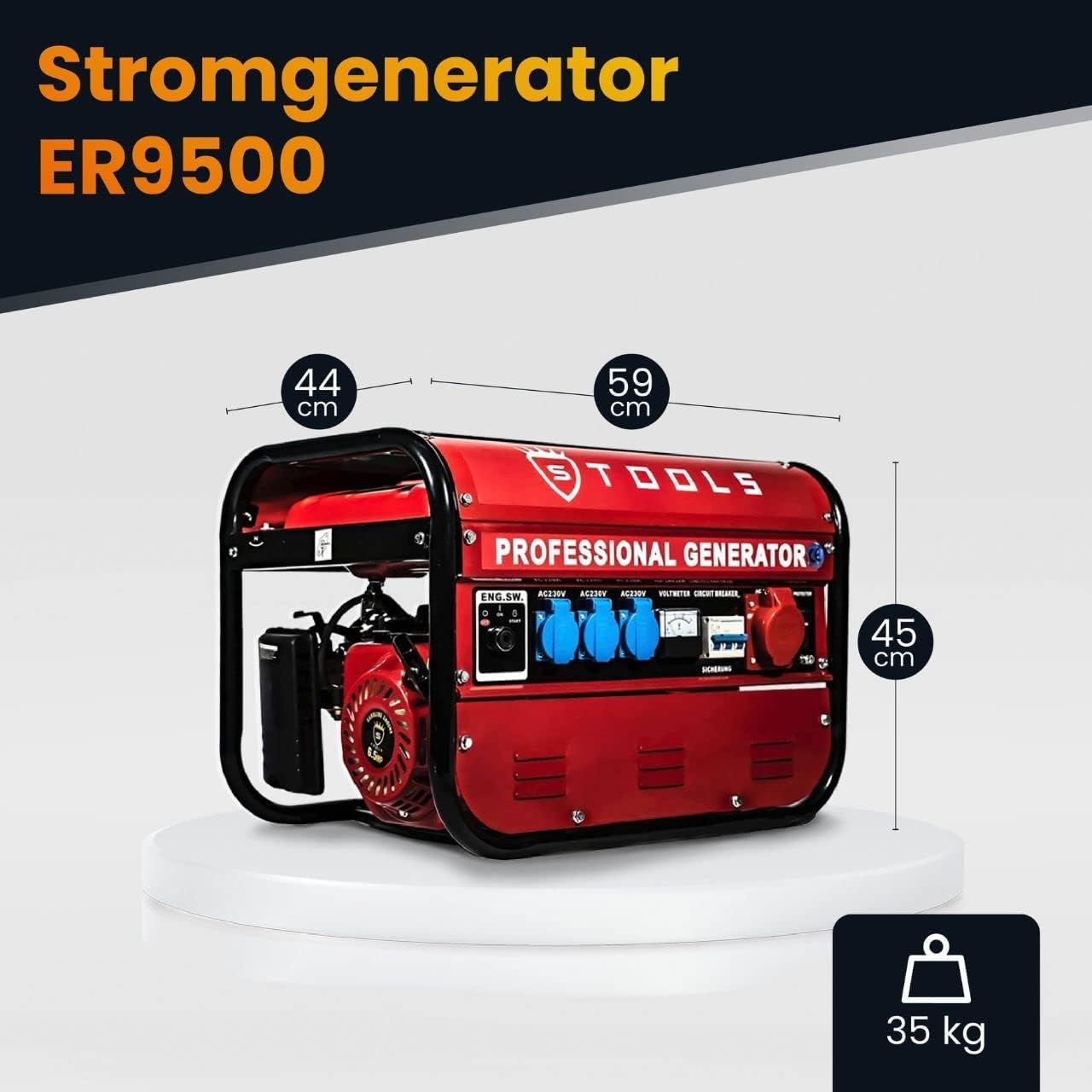 URUSANA Generator Inverter Silent 4900 Watt 6.5 Horsepower Generator, 4-Stroke Engine, ERD-9500