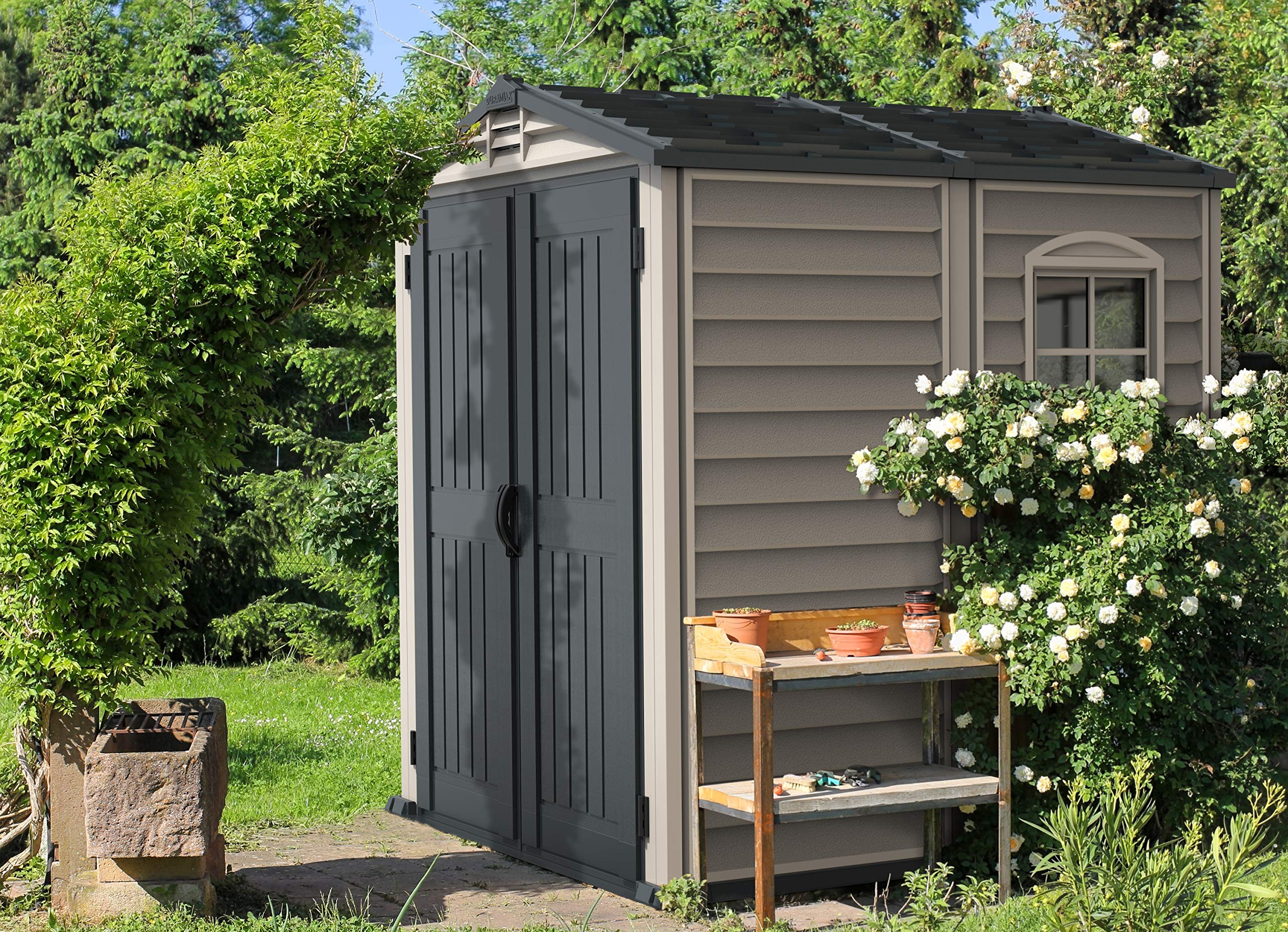 【Storage Shed】6' x 6' PLUS Plastic Garden Shed with Plastic Floor & Fixed Window