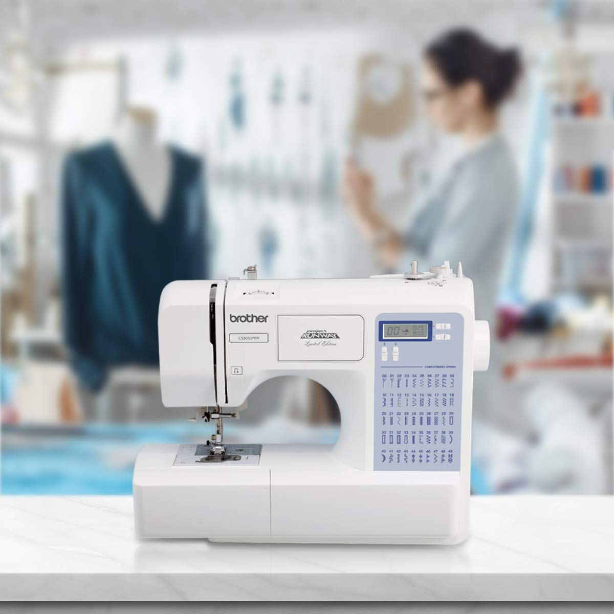 Brother Sewing Machine, CS5055PRW, Project Runway, 50 Built-in Stitches, LCD Display, 7 Included Sewing Feet