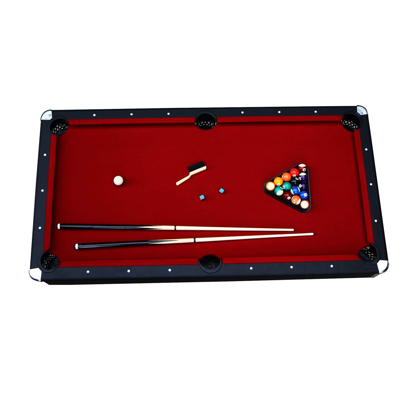 Hathaway Spartan 6-Ft Pool & Table Tennis Multigame Table for Family Recreation Game Rooms with Red Felt Playing Surface, All Accessories Included - Black Finish, 72