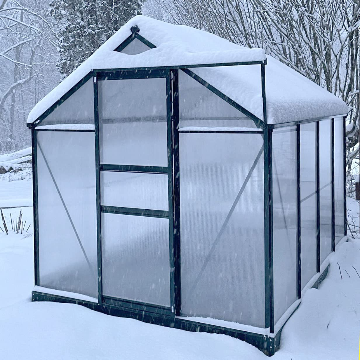 6' x 8' x 7' Outdoor Walk-in Hobby Greenhouse with Sliding Door & Ventilation Window