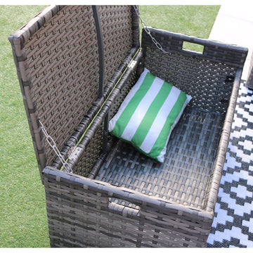 ROSEN 9 SEATER FIRE PIT RATTAN GARDEN FURNITURE CORNER DINING SOFA SET IN GREY