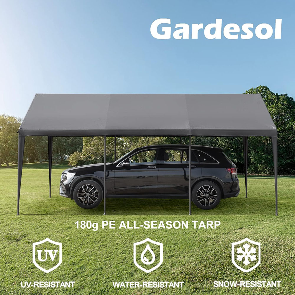 Gardesol Carport, 12'x20' Extra Large Heavy Duty Carport with Roll-up Ventilated Windows