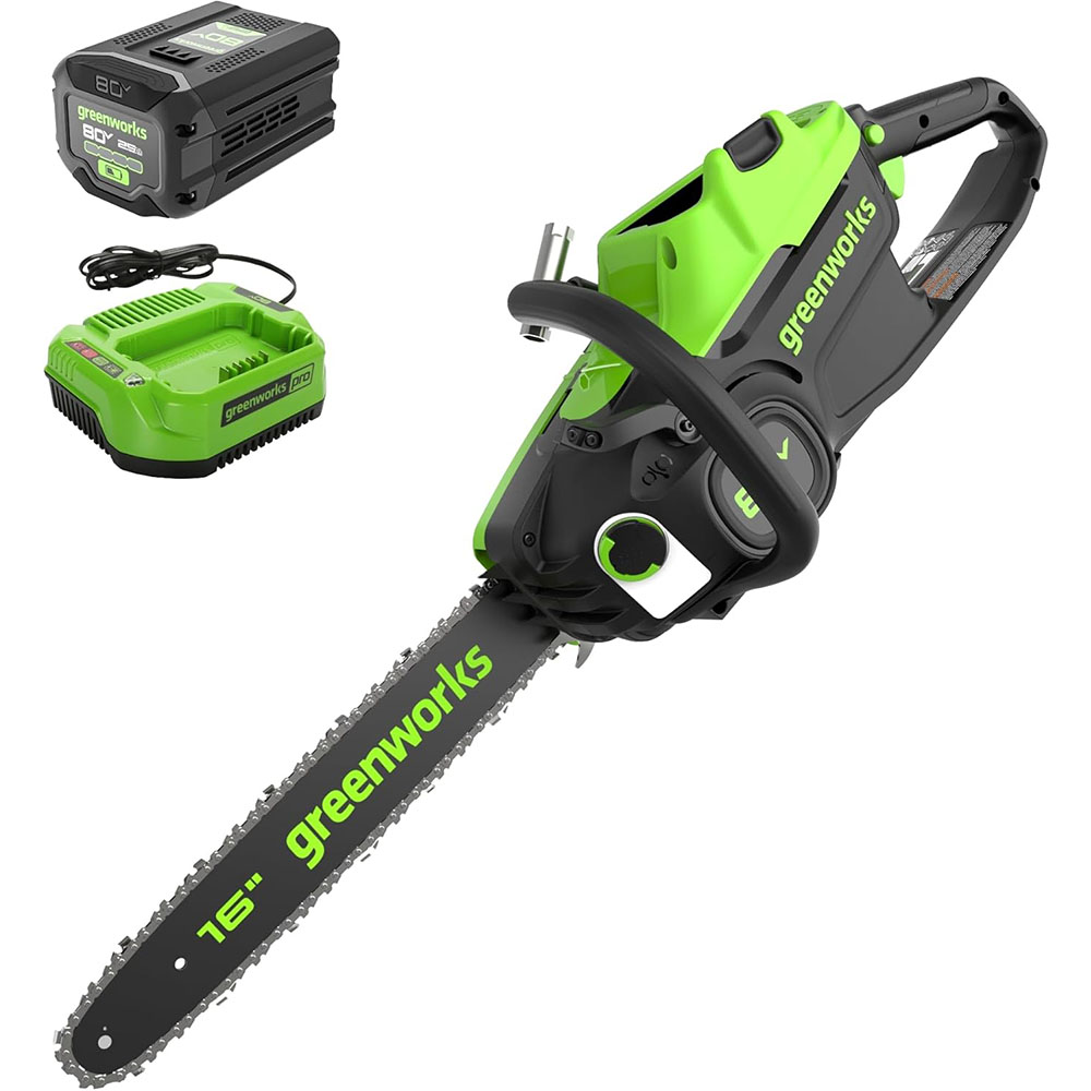 Greenworks 80V Brushless Cordless Electric Chainsaw (Great for Tree Cutting, Pruning, Trimming and Splitting Firewood)