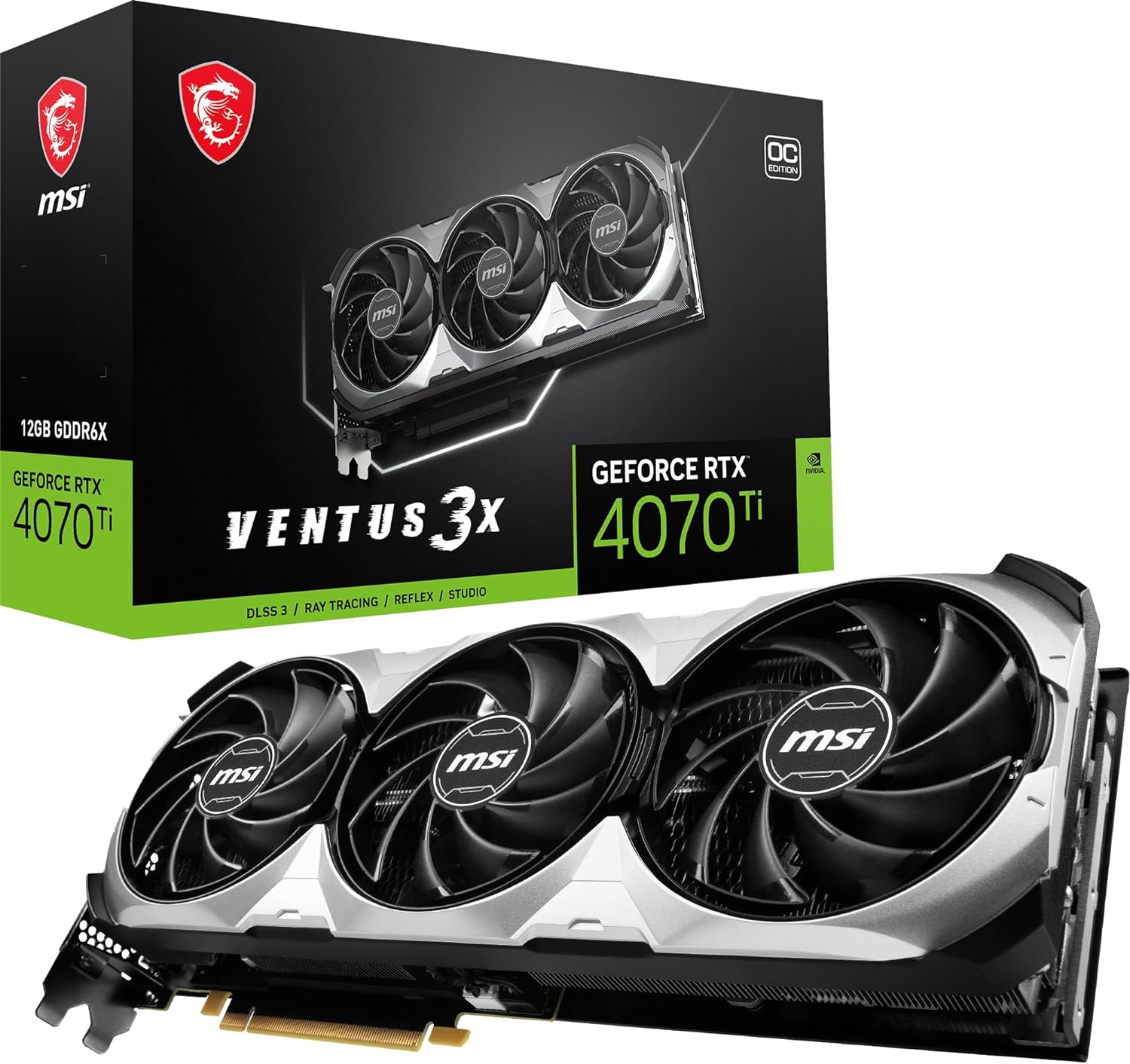 MSI GeForce RTX 4070 Ti VENTUS 3X 12G OC Gaming Graphics Card - 12GB GDDR6X, 2655 MHz, PCI Express Gen 4, 192-bit, 3x DP v 1.4a, HDMI 2.1a (Supports 4K & 8K HDR)
