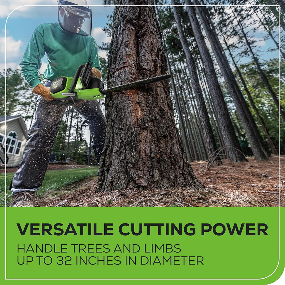 Greenworks 80V Brushless Cordless Electric Chainsaw (Great for Tree Cutting, Pruning, Trimming and Splitting Firewood)