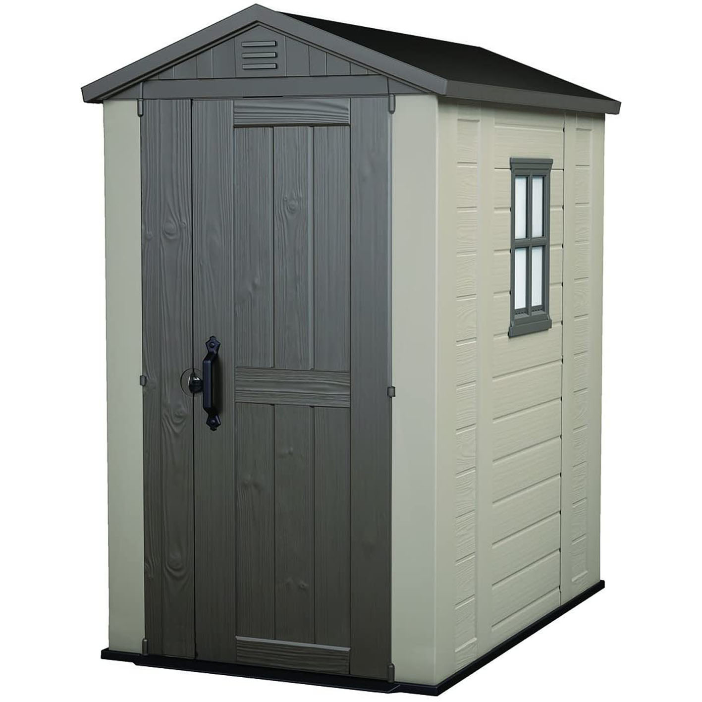 Keter Factor 4x6 Outdoor Storage Shed | Shop Patio Furniture, Garden Tools, Bicycle Accessories, Beach Chairs or Lawnmowers | Taupe & Brown