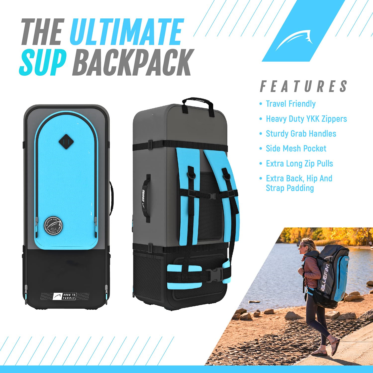 Bluefin SUP Inflatable Stand Up Paddle Board | 6” Thick | Kayak Conversion Kit | All Accessories | Multiple sizes: Kids, 10’8, 12’