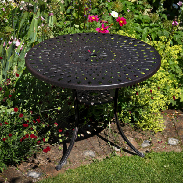 ANTIQUE BRONZE (2 SEATER SET) 90 cm round cast aluminium garden furniture set