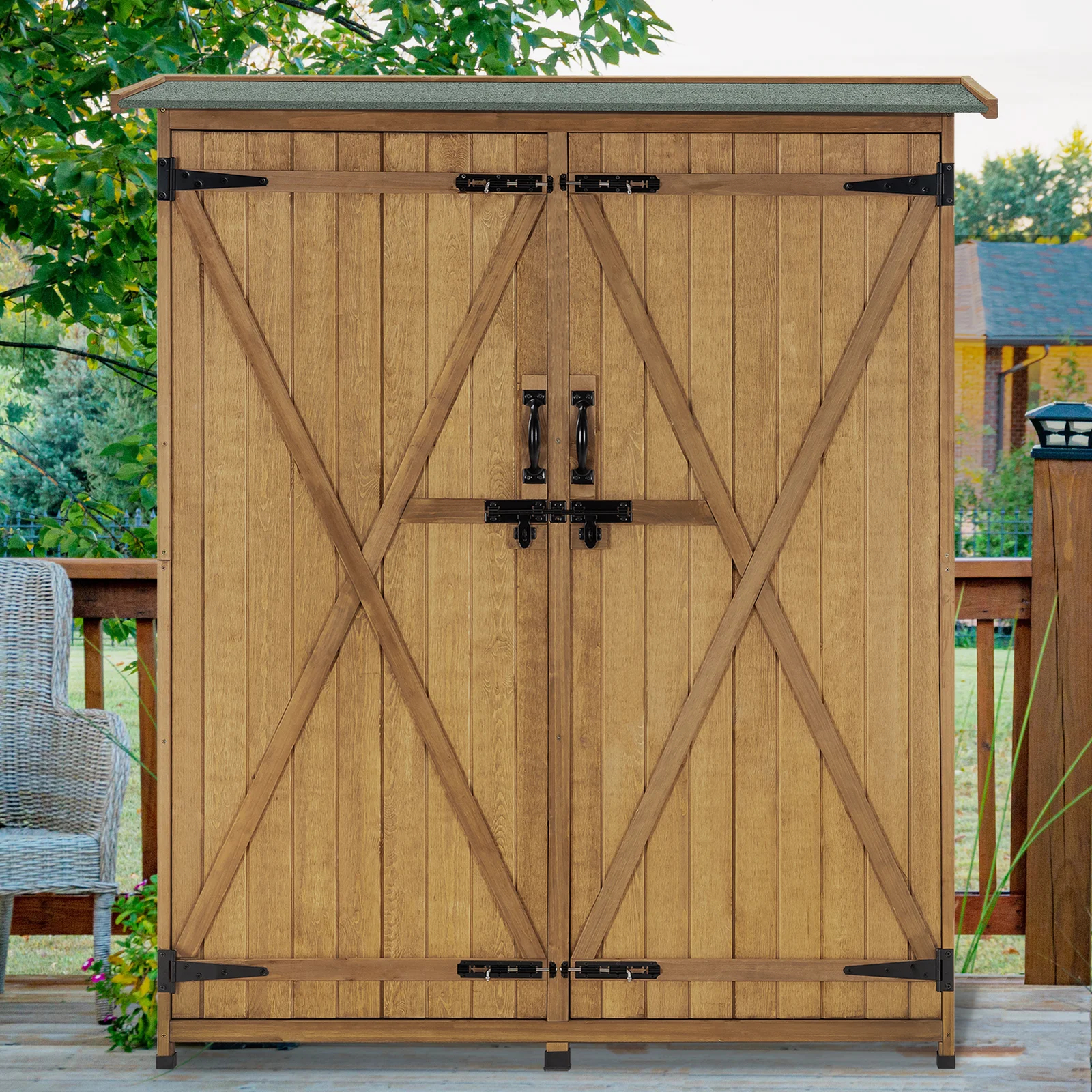 【Storage Shed】4.5x1.5 ft Solid Wood Lean-To Tool Shed