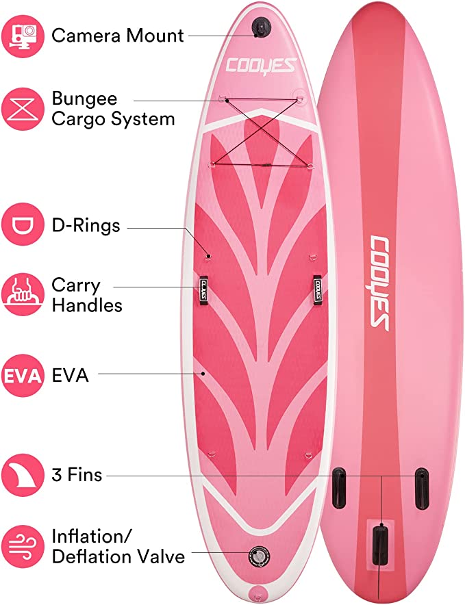 Cooyes Paddle Board, 10ft/10.6ft Inflatable Paddle Board, Stand up Paddle Board with Premium SUP Accessories & Backpack, Emergency Repair Kit, Non-Slip Deck & More - Extra-Light ISUP