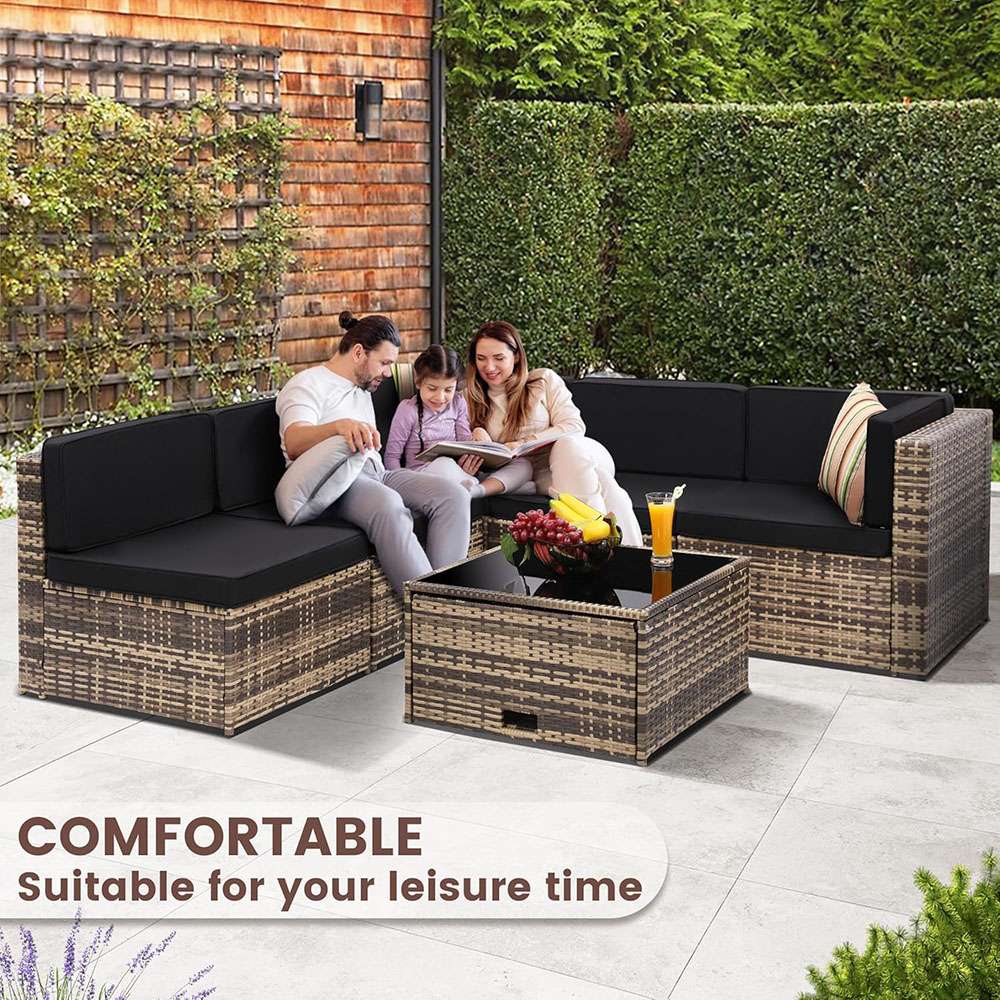 KROFEM 8-piece patio rattan furniture set with hidden storage