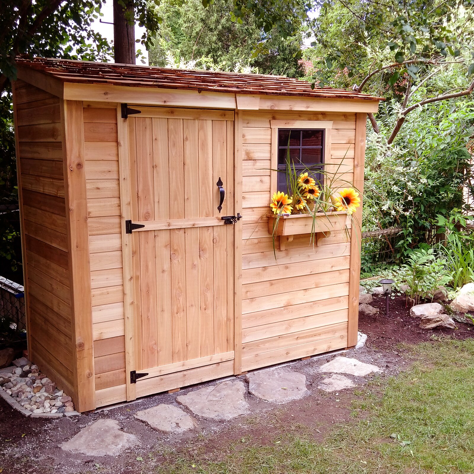 【Storage Shed】8x4 ft Single Door Cedar Wood Storage Shed