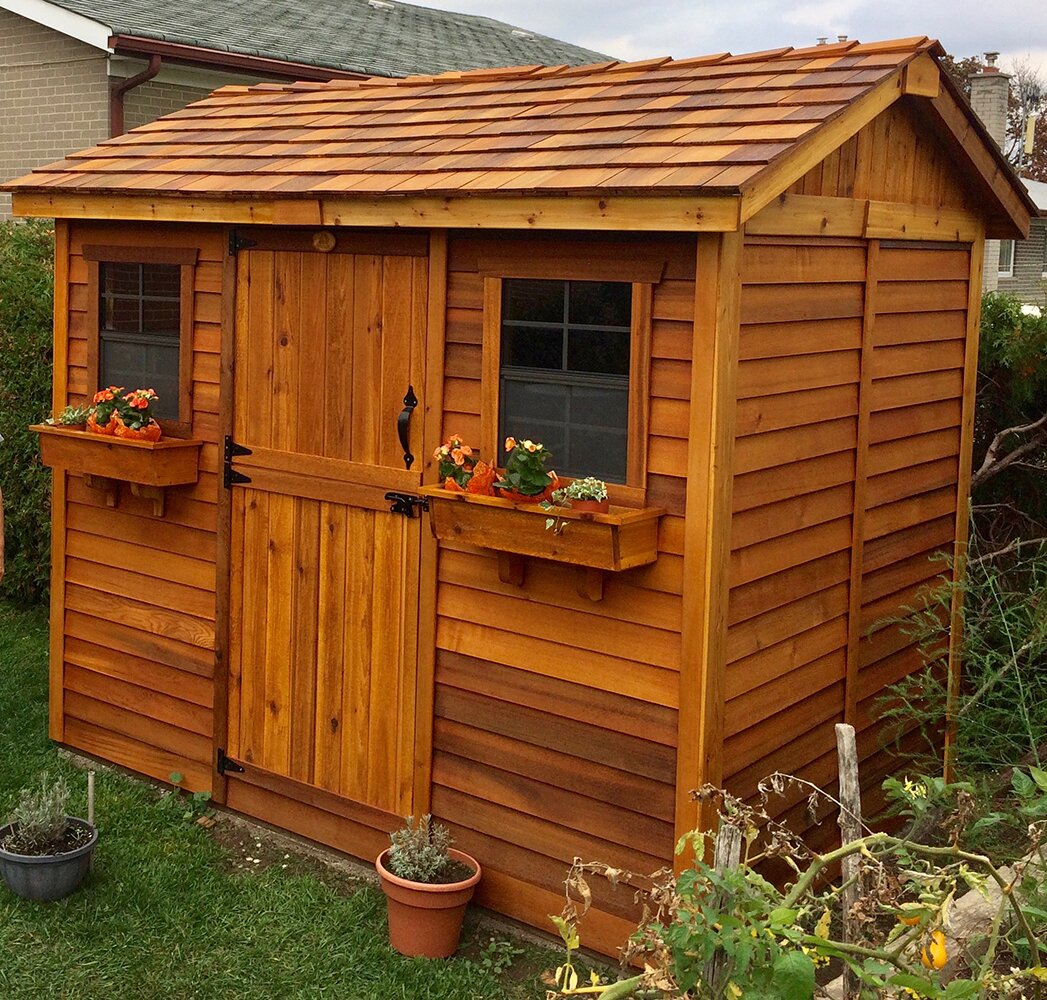 【Storage Shed】9x6 ft Cabana Cedar Wood Garden Shed