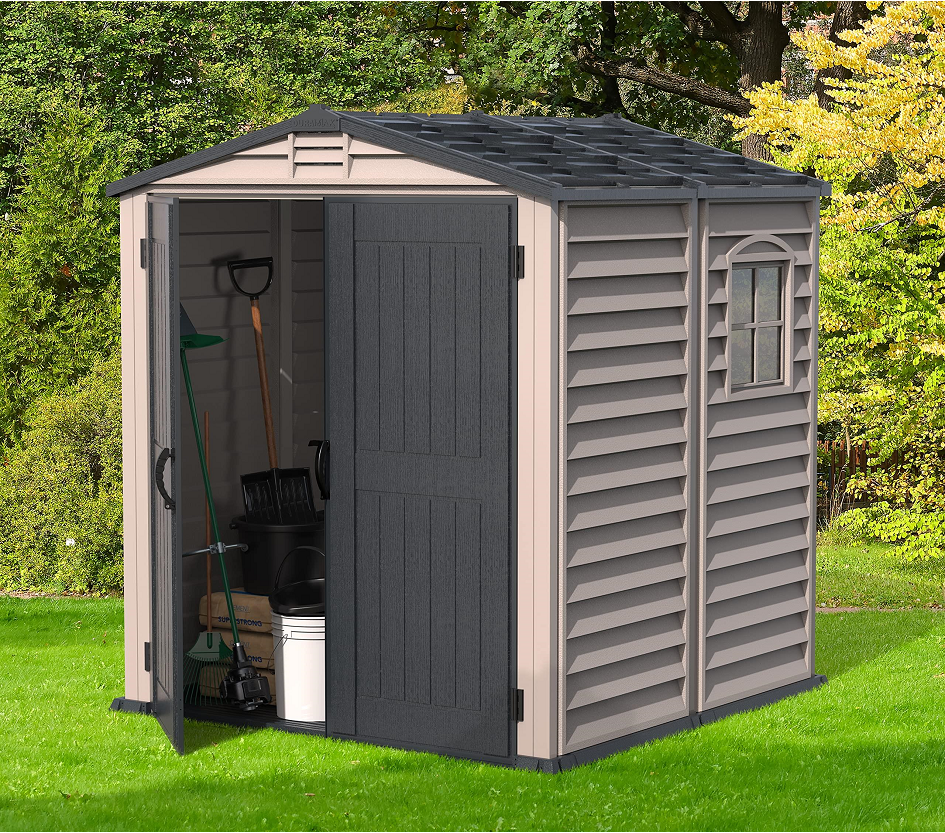 【Storage Shed】6' x 6' PLUS Plastic Garden Shed with Plastic Floor & Fixed Window