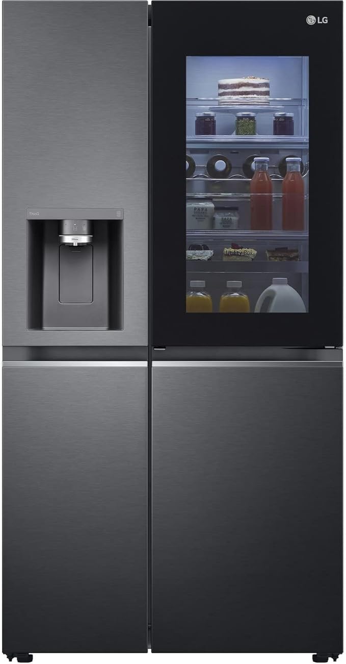 LG GSXV90MCAE InstaView 635L Door-in-Door Fridge Freezer, Matte Black