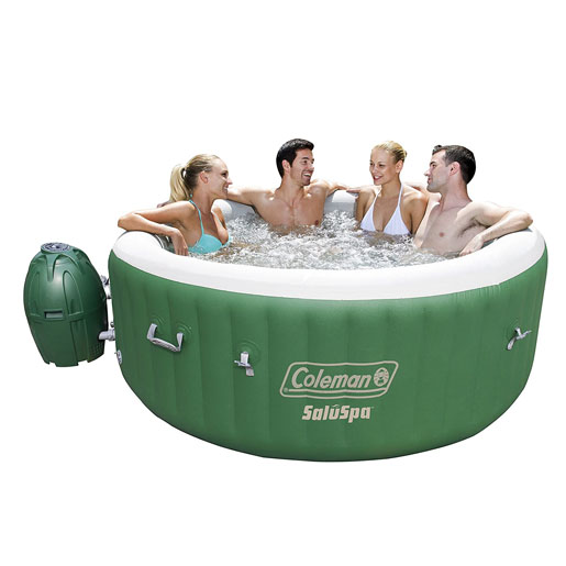 Outdoor portable inflatable hot tub spa for 4 persons with 120 nozzles, pumps, 2 filter elements and bathtub cover