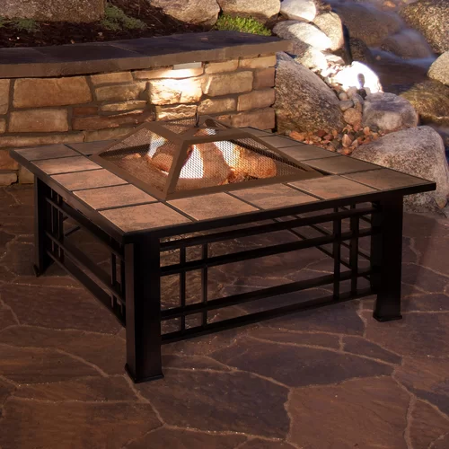 50Cm H x 81Cm W Steel Wood Burning Outdoor Fire Pit Table