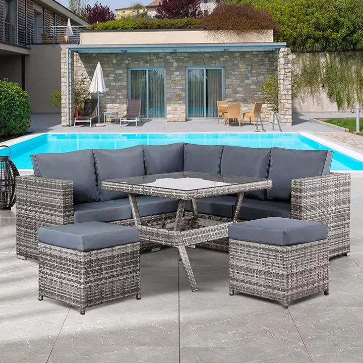 Rattan Garden Furniture Set 5 Piece Corner Sofa Cutlery Set