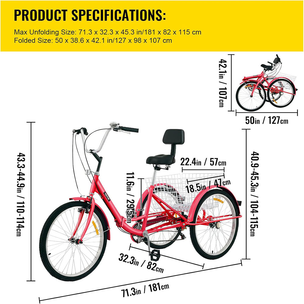 26 inch adult folding tricycle