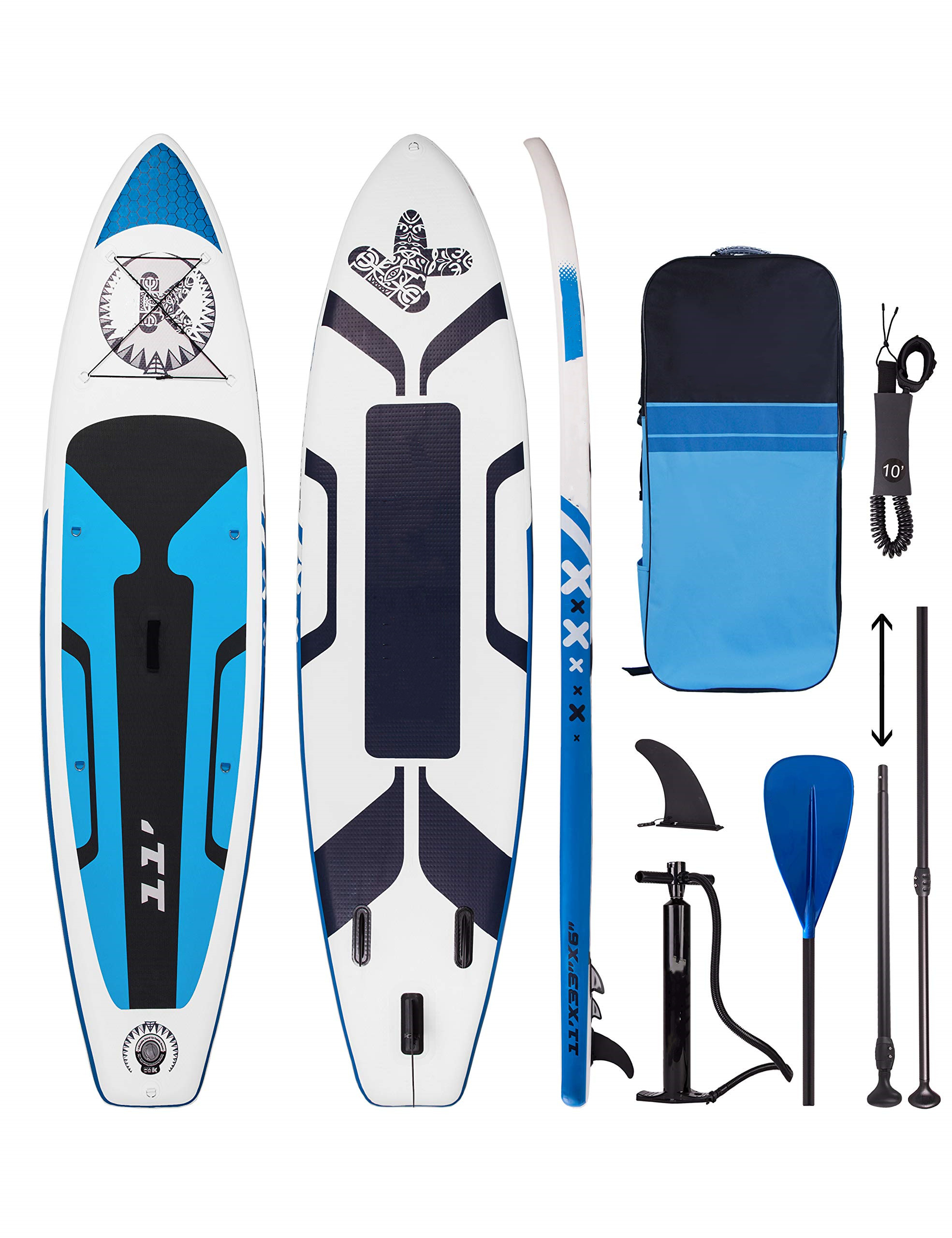 Runwave Inflatable Stand Up Paddle Board 11'×33''×6''(6'' Thick) Non-Slip Deck with Premium SUP Accessories | Wide Stance, Bottom Fins for Surfing Control | Youth Adults Beginner