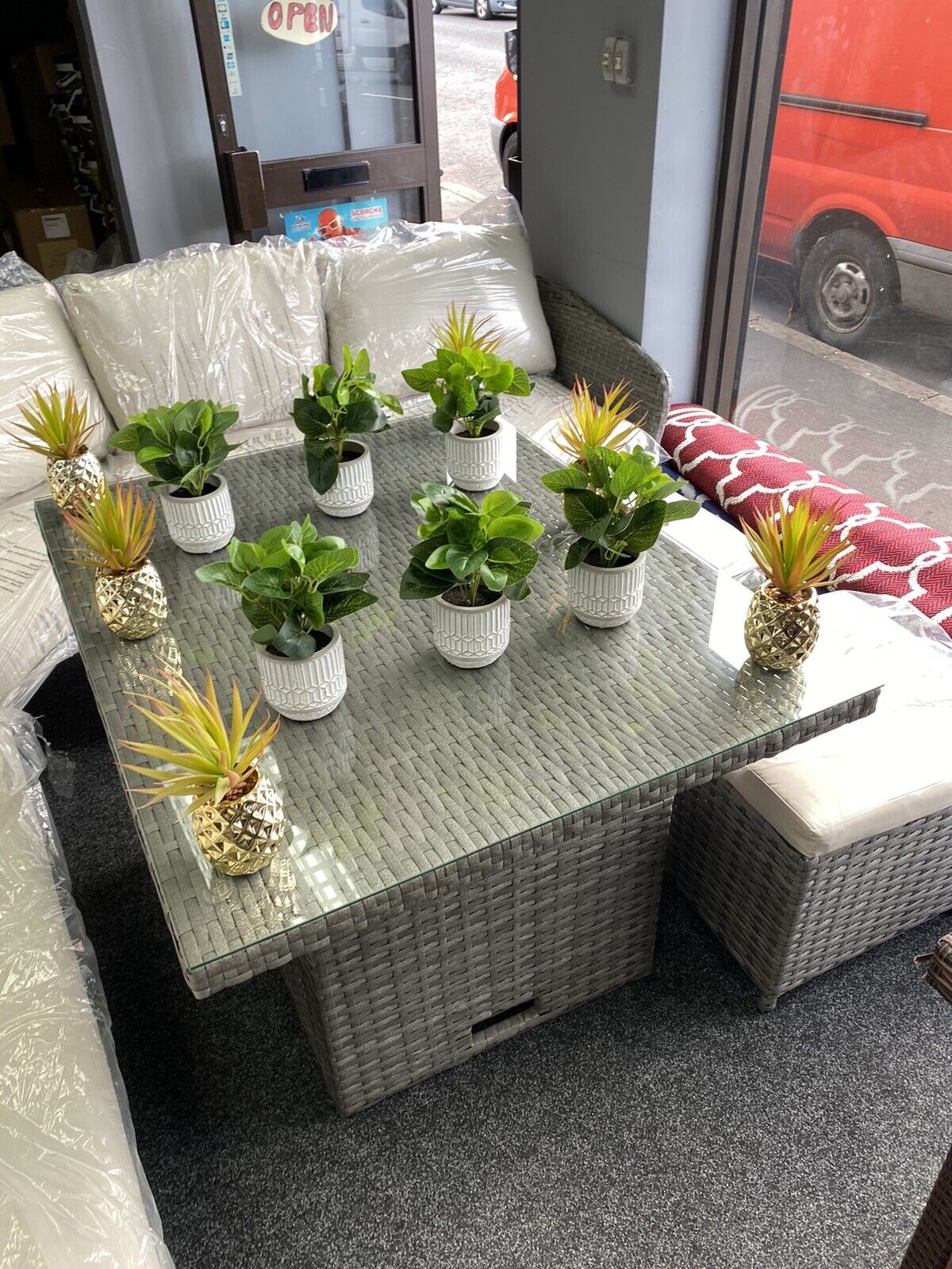 6 Person Rattan Garden Corner Sofa