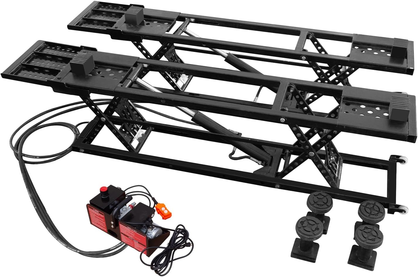 7000LBS Capacity Portable Car Lift, Heavy Duty Vehicle Jack Ramp, Hydraulic Portable for Home Garage, Truck Jack & Car Ramps for SUV, Automobile, Garage Tool with Quick Setup